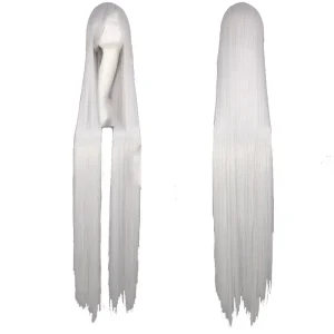 Wig Peruca Cosplay lisa longa Prata Cinza 100cm 1 metro lisa