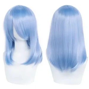 Peruca Wig Cosplay 40cm Média Azul Claro