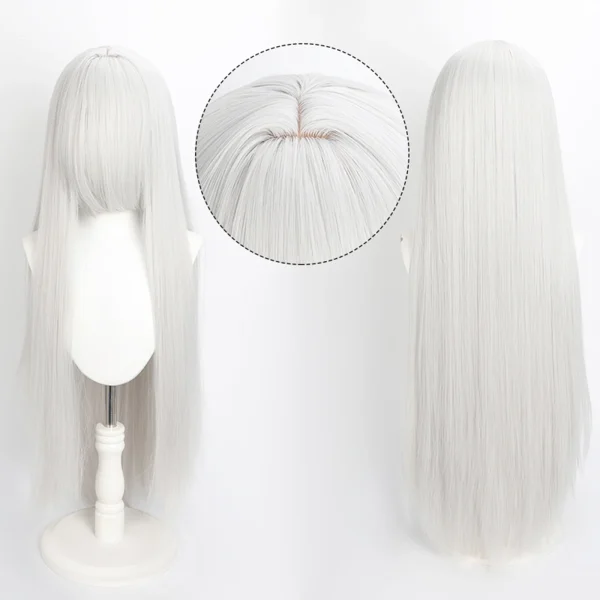 Peruca Cosplay Wig 80cm Longa e Lisa Cinza Prata - Imagem 8