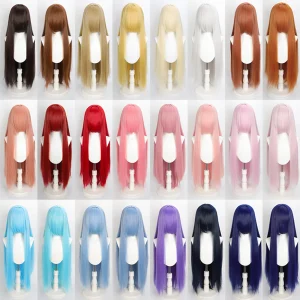 Peruca Cosplay Wig 80cm Longa e Lisa com franja