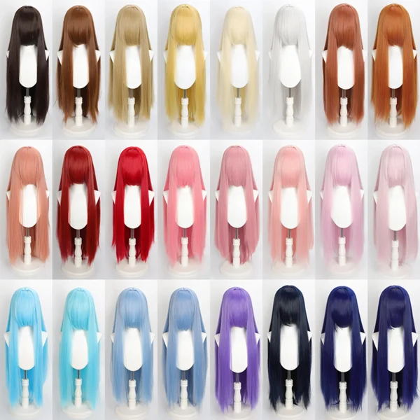 Peruca Cosplay Wig 80cm Longa e Lisa com franja