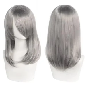 Peruca Wig Cosplay 40cm Média Prata Cinza