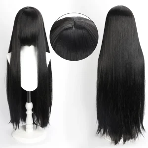 Peruca Wig Preta 80cm – Cosplay, Anime, Gótica, Personagens Fantasia