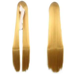 Wig Peruca Cosplay lisa longa 100cm 1 metro lisa Loira Amarela