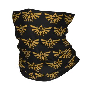 Bandana tubular preta com o brasão Hylian dourado de The Legend of Zelda