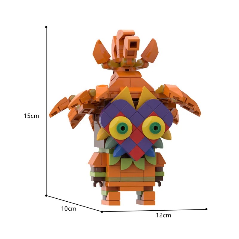 Skull Kid em blocos com medidas de 15 cm de altura, 10 cm de profundidade e 12 cm de largura