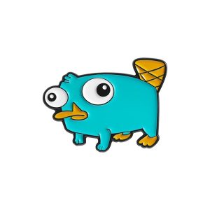 Pin esmaltado do Perry, o Ornitorrinco, de Phineas e Ferb, azul-turquesa com bico laranja, em fundo branco