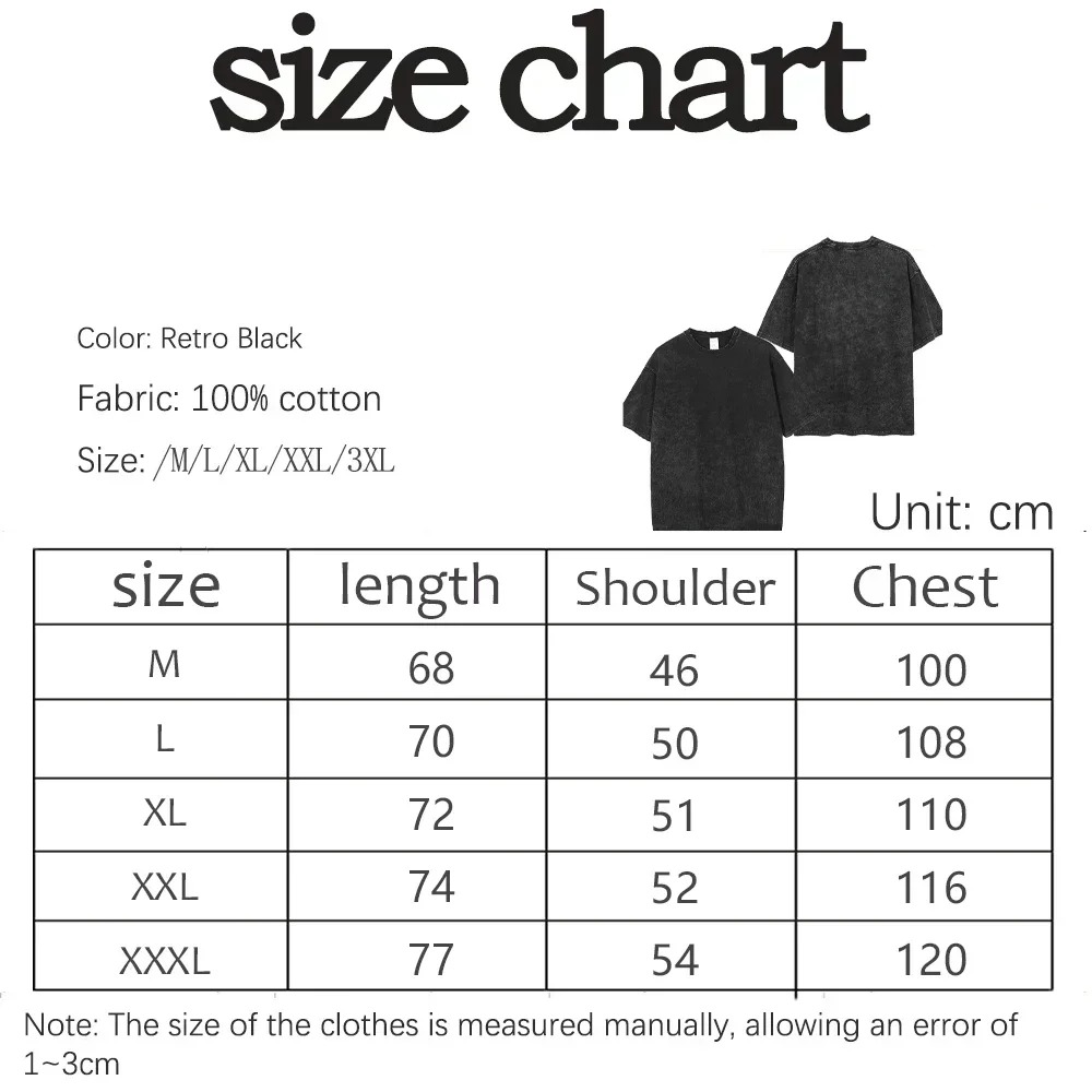 Tabela de medidas em cm da camiseta lavada de Elden Ring, do M ao XXXL