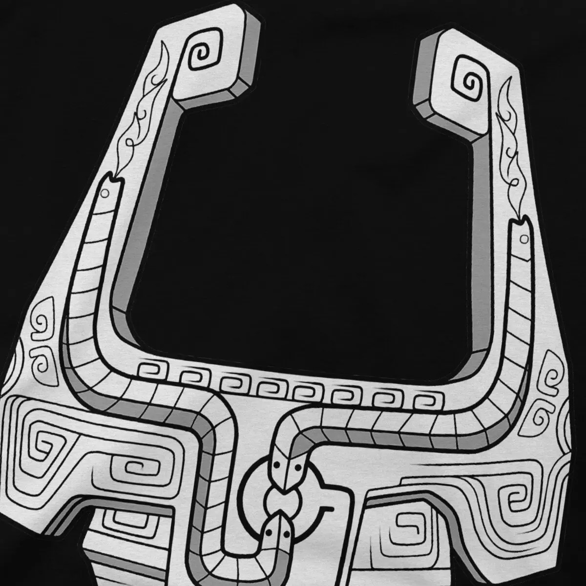 Detalhe da estampa do capacete da Midna, de The Legend of Zelda: Twilight Princess