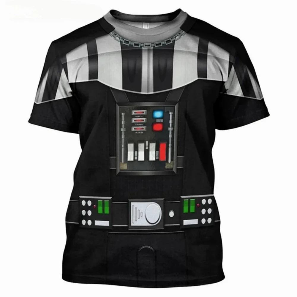 Camiseta com estampa 3D que imita a armadura preta do Darth Vader, de Star Wars