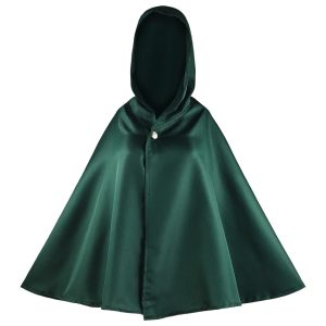 Capa verde com capuz da Tropa de Exploração, de Attack on Titan, vista de frente com botão