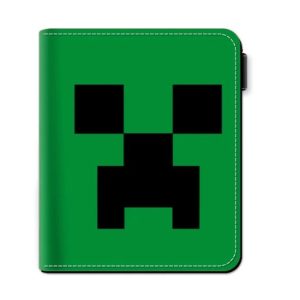 Carteira verde com o rosto do Creeper do Minecraft