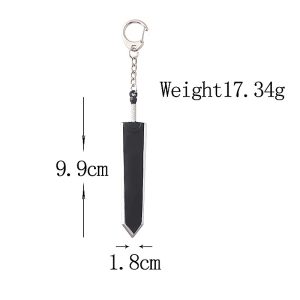 Chaveiro da espada Mata-Dragões do Guts, de Berserk, em prata e preto, com 9,9 cm e peso de 17,34 g