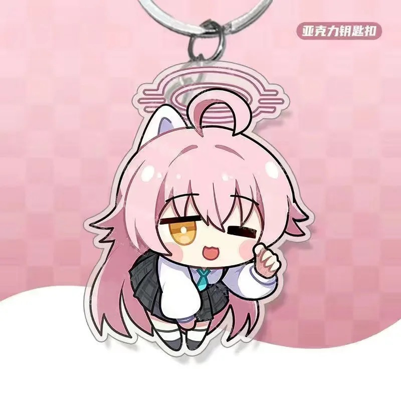 Chaveiro de acrílico da Hoshino chibi em pé, de uniforme, de Blue Archive