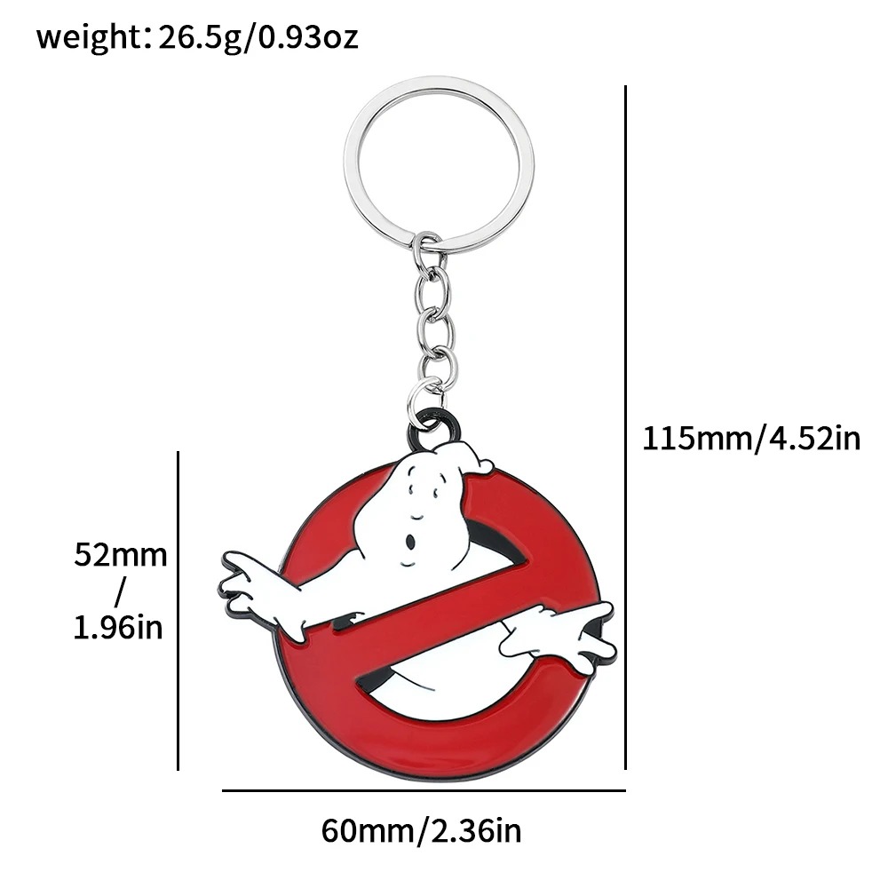 Medidas do chaveiro da logo de Os Caça-Fantasmas: 60 x 52 mm e 26,5 g