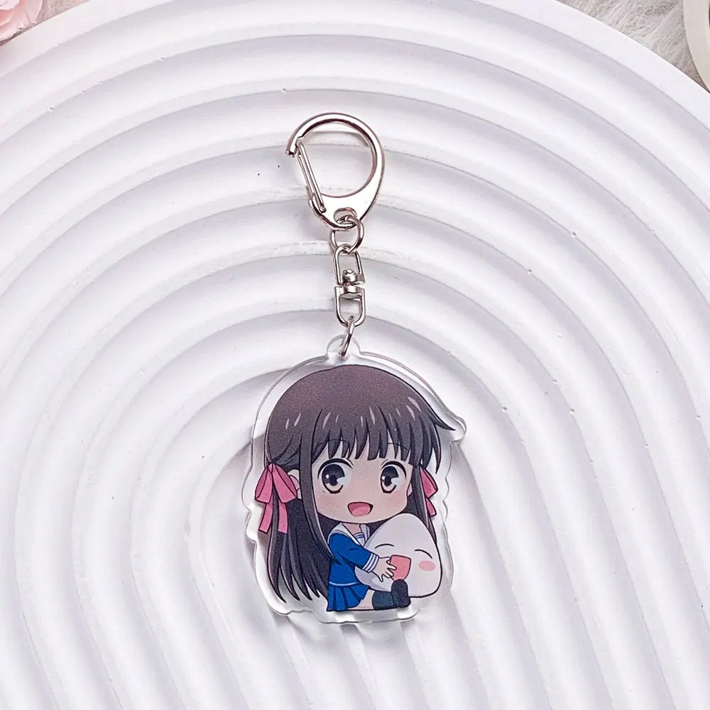 Chaveiro de acrílico da Tohru Honda, de Fruits Basket, em estilo chibi, com argola metálica