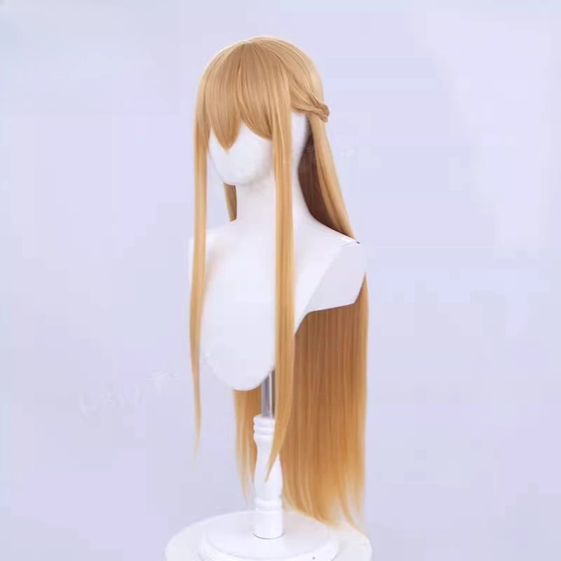 Peruca castanho-clara longa da Asuna, de Sword Art Online, vista de frente