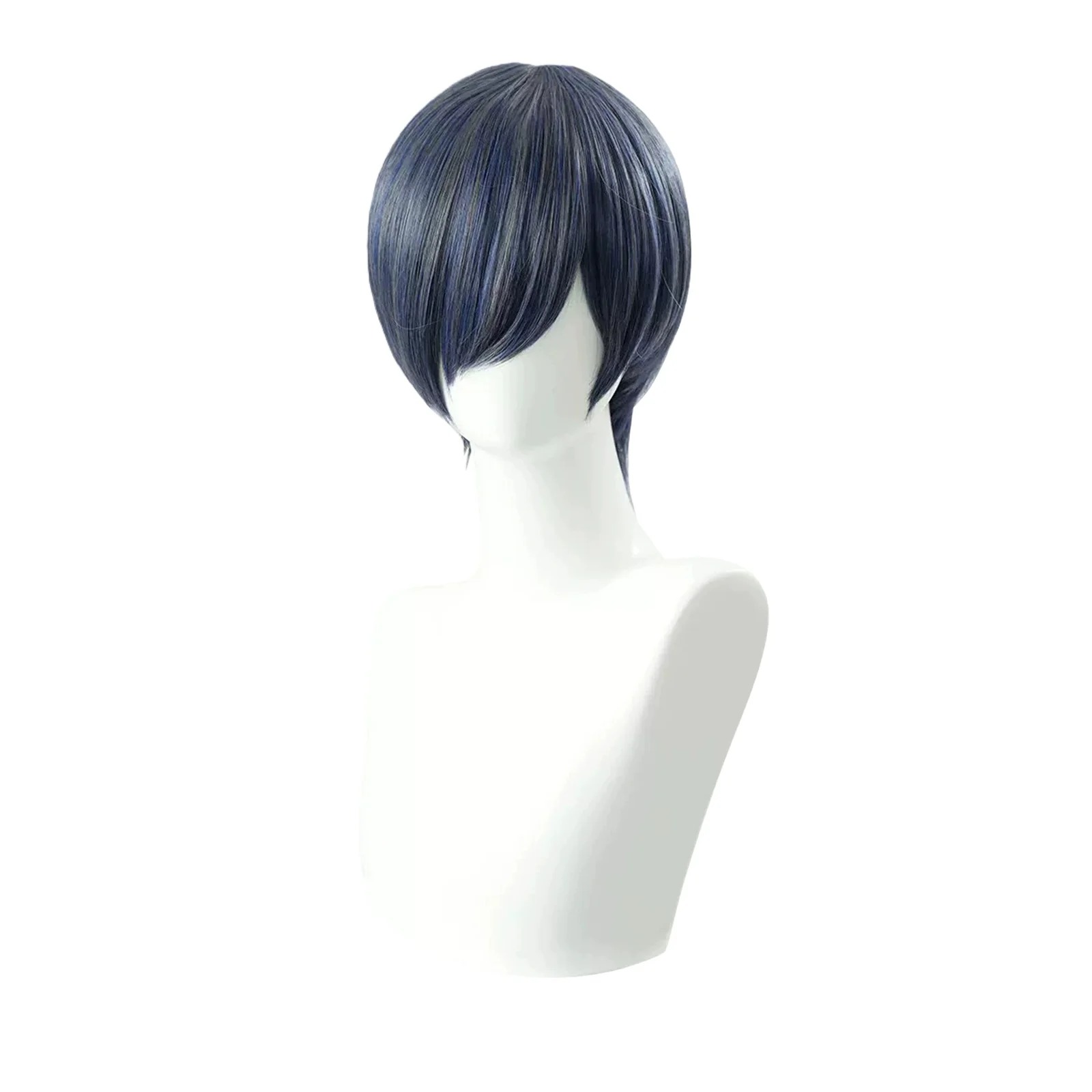 Peruca curta azul-escura com franja do cosplay do Ciel Phantomhive, de Black Butler