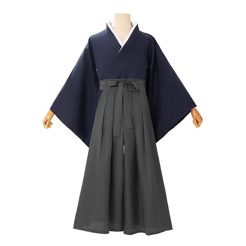 Quimono azul-marinho com hakama cinza-escuro do cosplay do Kenshin, Rurouni Kenshin