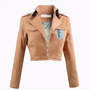 Casaco marrom com emblema das asas da liberdade do cosplay da Mikasa, de Attack on Titan