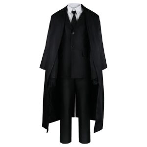 Sobretudo preto longo com colete e gravata do cosplay do Osamu Dazai, de Bungo Stray Dogs, em manequim