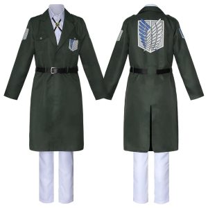 Sobretudo verde da Tropa de Exploração, de Attack on Titan, de frente e de costas com o emblema das Asas da Liberdade