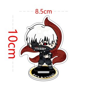 Display de acrílico do Kaneki, de Tokyo Ghoul, em arte chibi com máscara e kagune vermelho