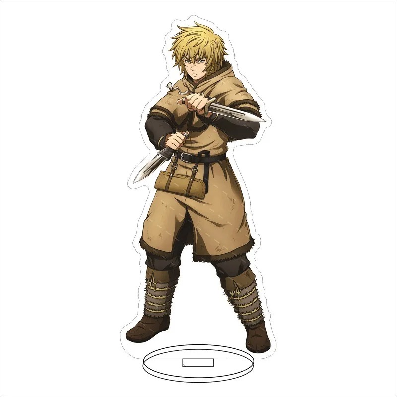 Display de acrílico do Thorfinn, de Vinland Saga, em corpo inteiro com adaga e base transparente