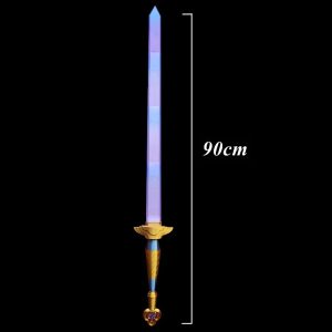 Espada prop da Rumi, de Guerreiras do K-Pop, com lâmina degradê roxo e azul de 90 cm e cabo dourado