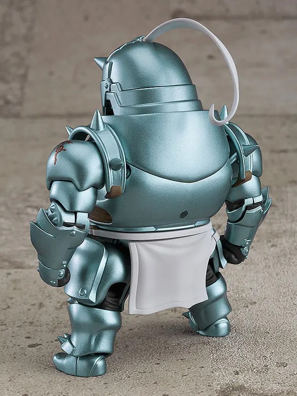 Costas da figure do Alphonse Elric de Fullmetal Alchemist com a armadura de metal e o avental
