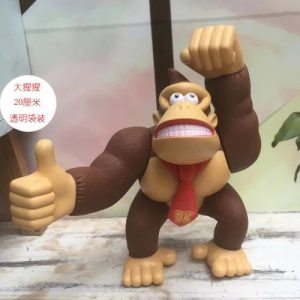 Figure do Donkey Kong, de Super Mario, de punho erguido e gravata vermelha, com 20 cm de altura