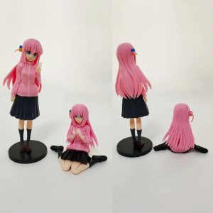 Figures da Hitori Gotoh, de Bocchi the Rock!, em pé e sentada, vistas de frente e de costas