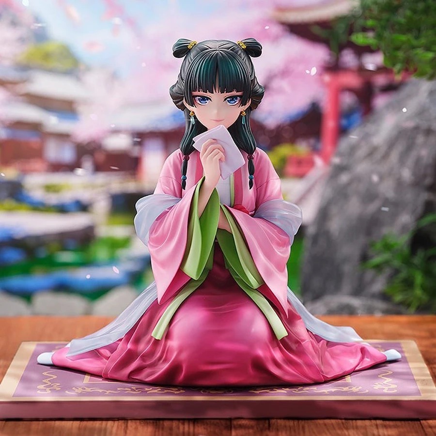 Figure da Maomao sobre base decorada com cenário de jardim, Diários de uma Apotecária
