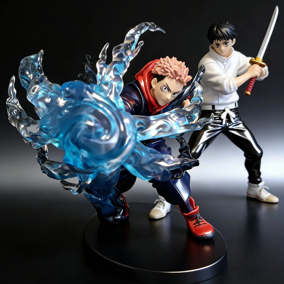 Figures do Yuta Okkotsu e do Yuji Itadori com efeito translúcido azul, Jujutsu Kaisen