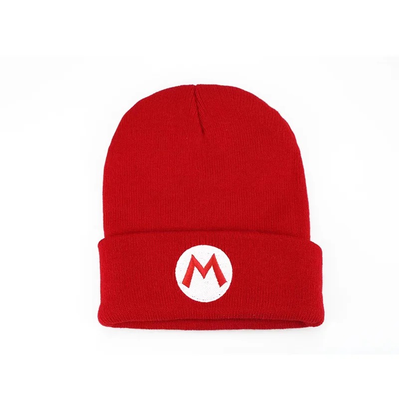 Gorro de tricô vermelho com a letra M do Mario, de Super Mario