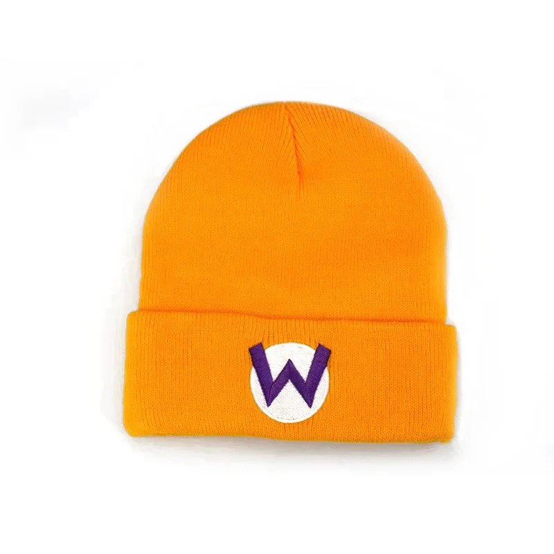 Gorro de tricô amarelo com a letra W do Wario, de Super Mario