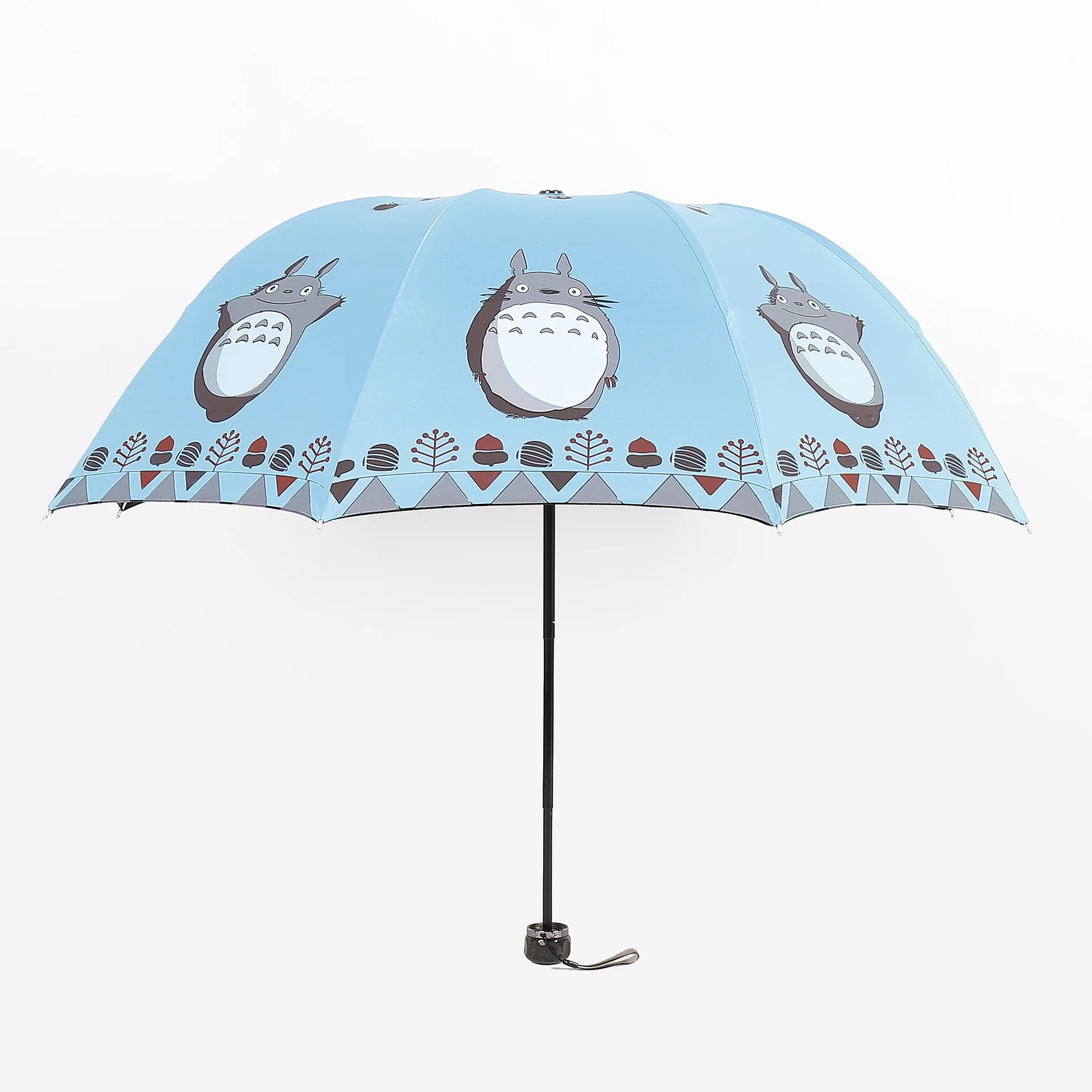 Guarda-chuva azul com Totoro estampado e cabo preto, de Meu Amigo Totoro