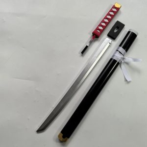 Katana do Yuta Okkotsu de Jujutsu Kaisen com empunhadura vermelha e bainha preta, prop de cosplay