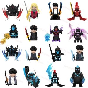 Conjunto de 16 mini figures de blocos de Solo Leveling, com Sung Jin-woo, Igris, Beru e outros personagens