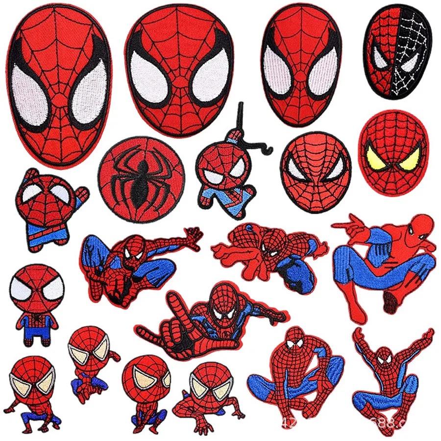 Vinte patches bordados do Homem-Aranha, da Marvel, com máscaras, versões chibi e poses