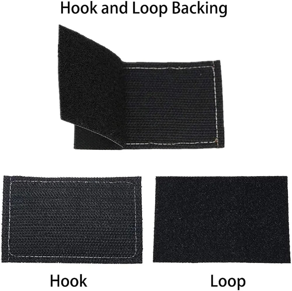 Verso do patch da Makima com fecho de velcro, gancho e laço, e as partes separadas