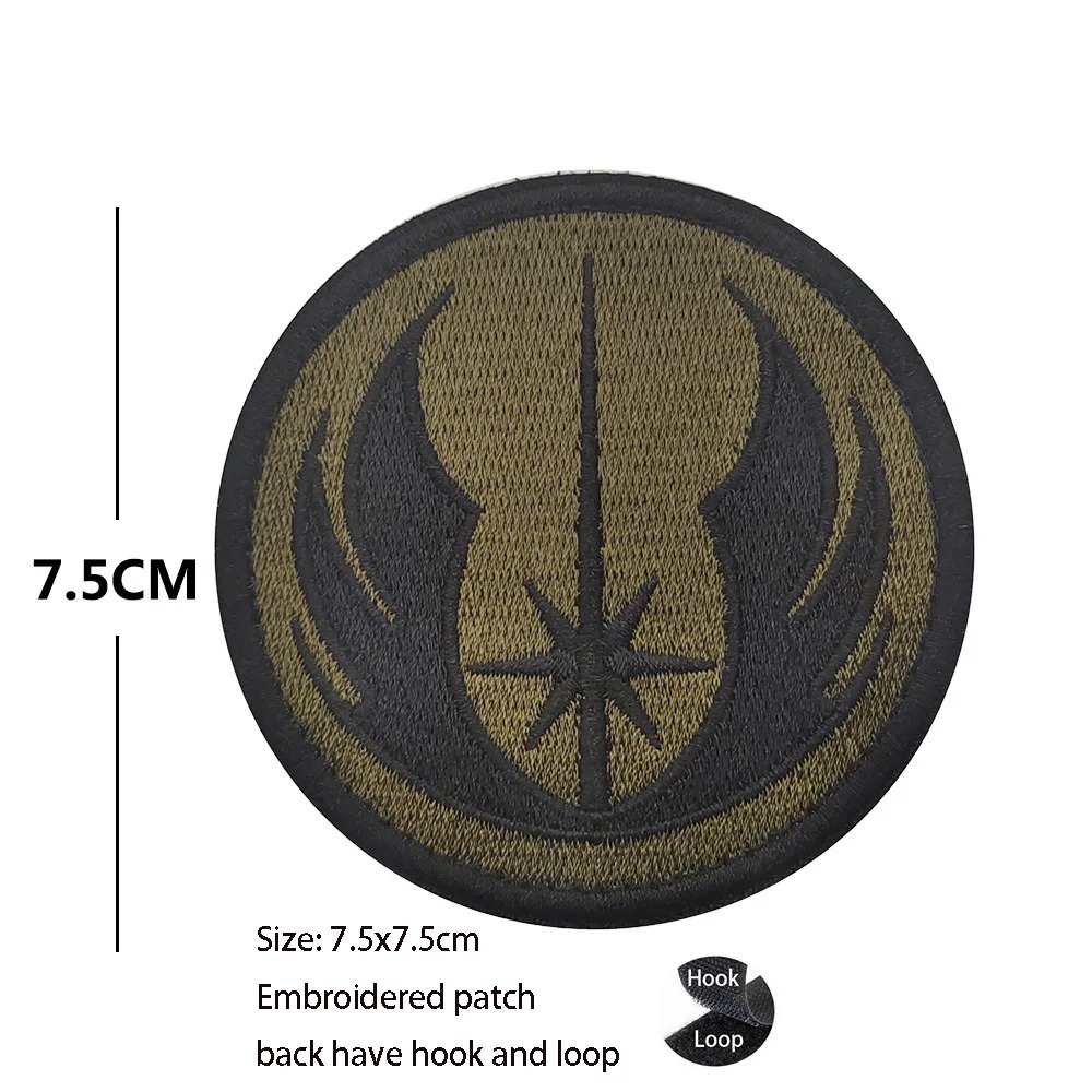 Patch bordado da Ordem Jedi em verde-oliva e preto, de Star Wars, com 7,5 cm