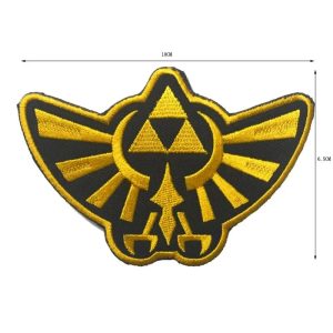 Patch bordado de asas com Triforce dourada, de The Legend of Zelda