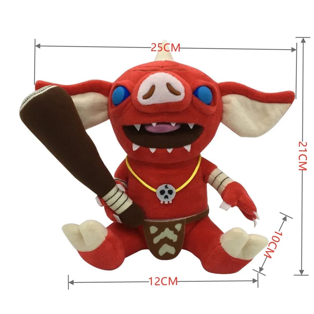 Pelúcia do Bokoblin com as medidas indicadas: 25 cm de largura e 21 cm de altura