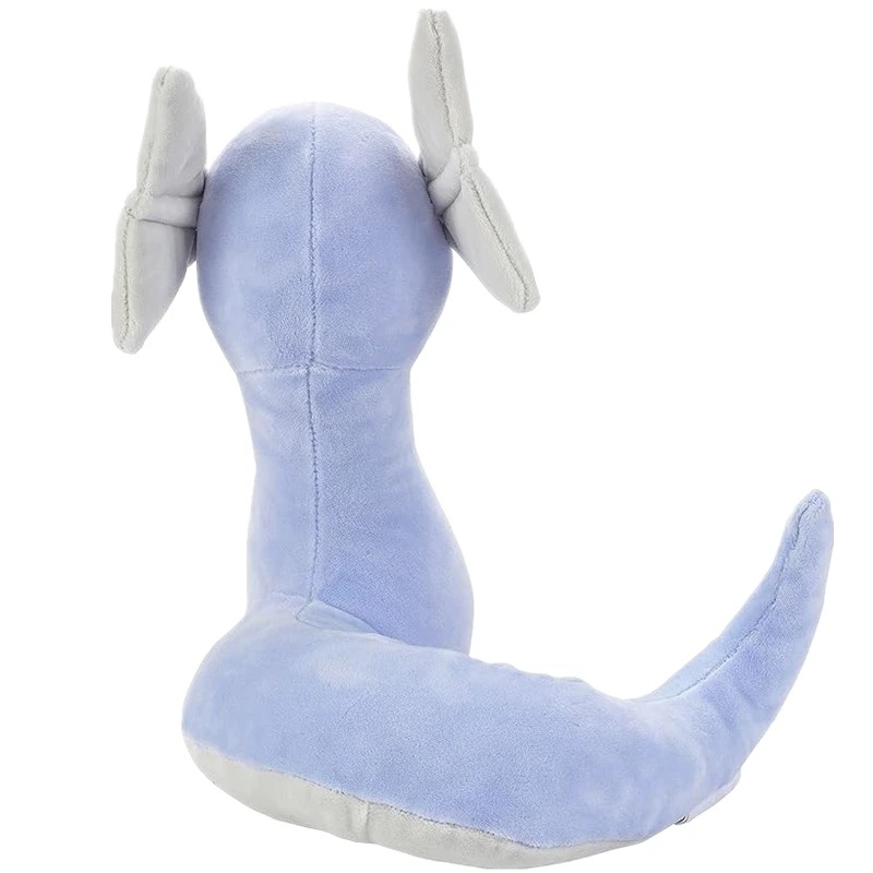Pelúcia do Dratini, de Pokémon, de 24 cm, azul-clara, vista de costas com a cauda curvada