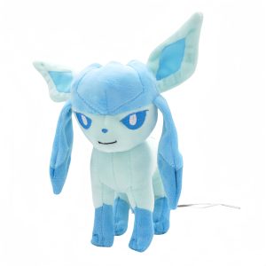 Pelúcia do Glaceon, de Pokémon, de 15 cm, azul-clara com patas azuis, em pé, fundo branco