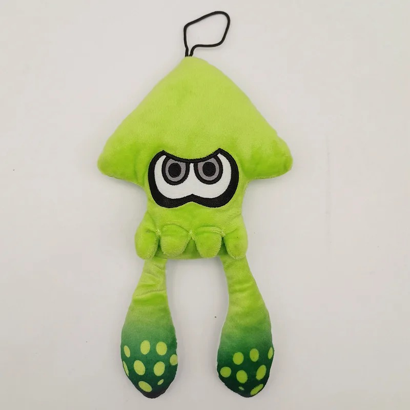 Pelúcia da lula Inkling verde-limão de Splatoon, com olhos grandes e tentáculos degradê