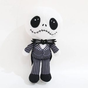 Pelúcia de 22 cm do Jack Skellington com terno preto listrado e gravata borboleta, de O Estranho Mundo de Jack