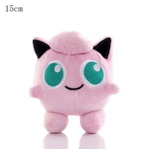 Pelúcia do Jigglypuff, de Pokémon, de 15 cm, rosa com olhos verde-água e orelhas pretas