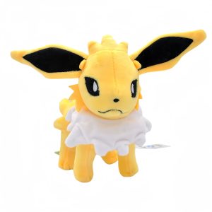 Pelúcia do Jolteon, de Pokémon, de 15 cm, amarela com gola branca, em pé, fundo branco